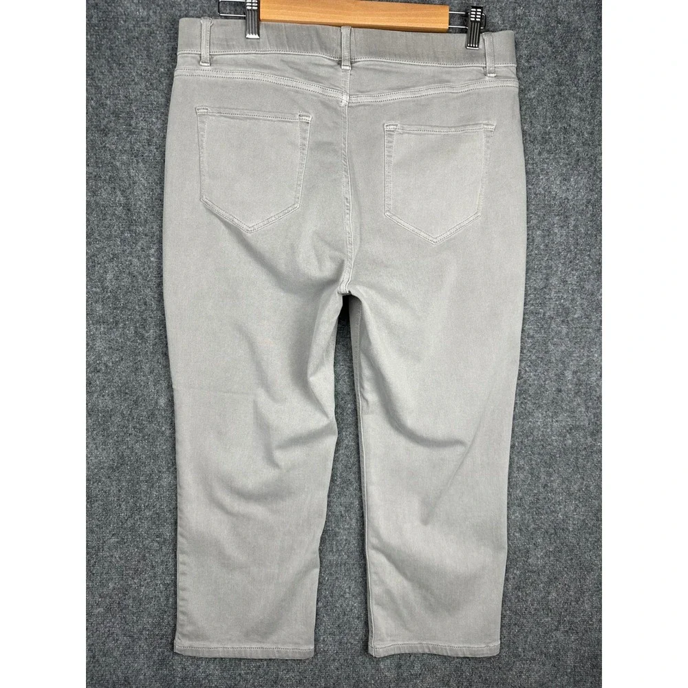 J.Jill Womens High Rise Cropped Pull On Jeans 14P Grey Stretch Denim Capri Pants